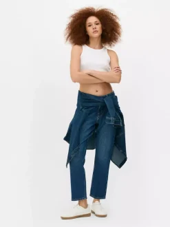 Prążkowana koszulka bez rękawów o fasonie bokserki