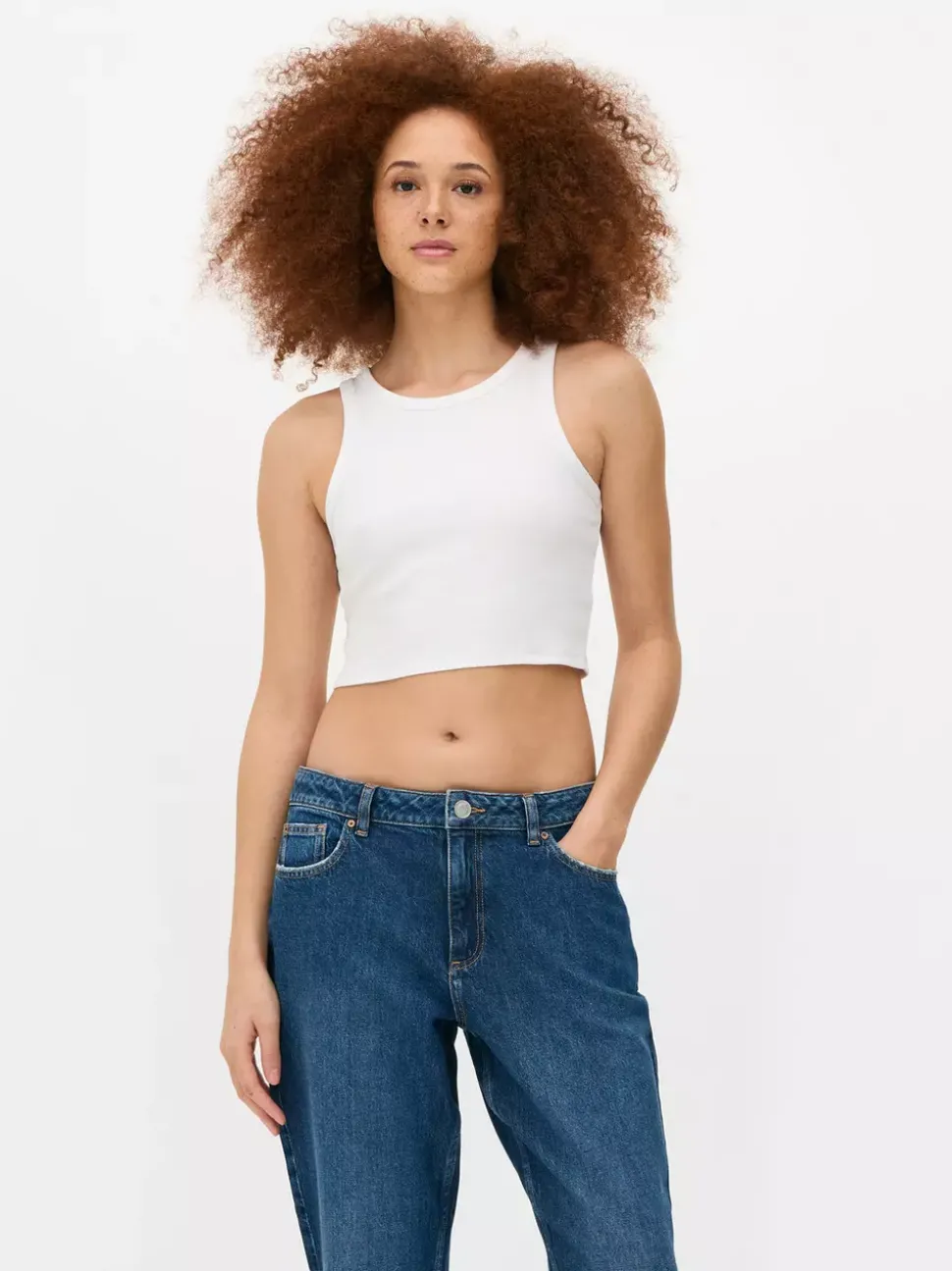 Prążkowana koszulka bez rękawów o fasonie bokserki