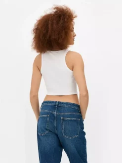 Prążkowana koszulka bez rękawów o fasonie bokserki