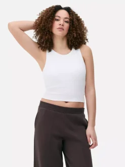 Prążkowana koszulka bez rękawów o fasonie bokserki