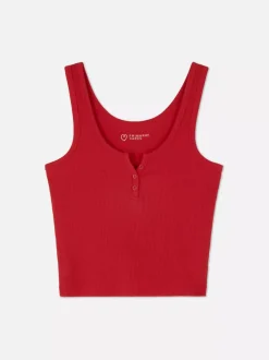 Prążkowana koszulka bez rękawów typu henley