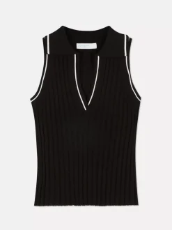 Prążkowana koszulka polo bez rękawów