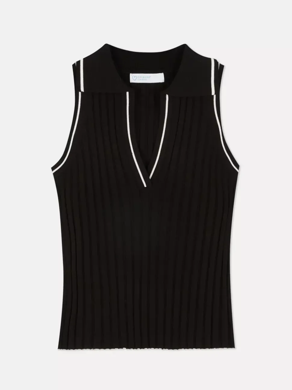 Prążkowana koszulka polo bez rękawów