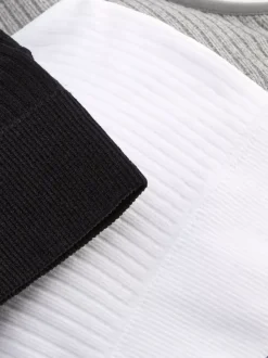 Prążkowane biustonosze z dekoltem w serek, 3 szt.