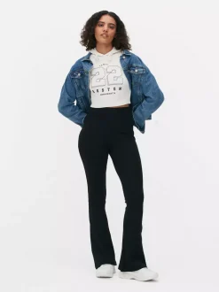 Prążkowane Legginsy z poszerzanymi nogawkami