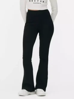 Prążkowane Legginsy z poszerzanymi nogawkami