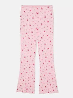 Prążkowane spodnie od piżamy w kwiaty