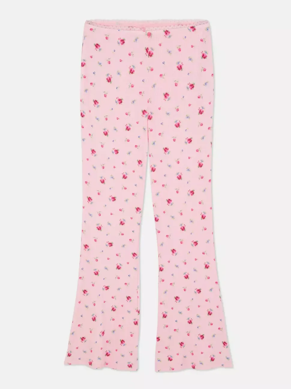 Prążkowane spodnie od piżamy w kwiaty