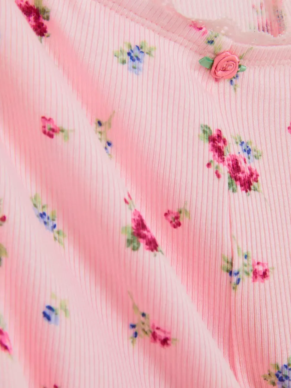 Prążkowane spodnie od piżamy w kwiaty