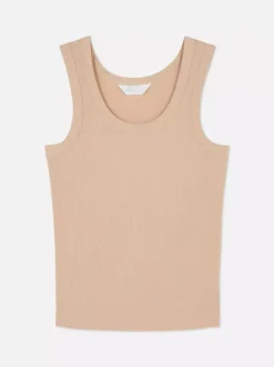 Prążkowany piżamowy top bez rękawów z modalu