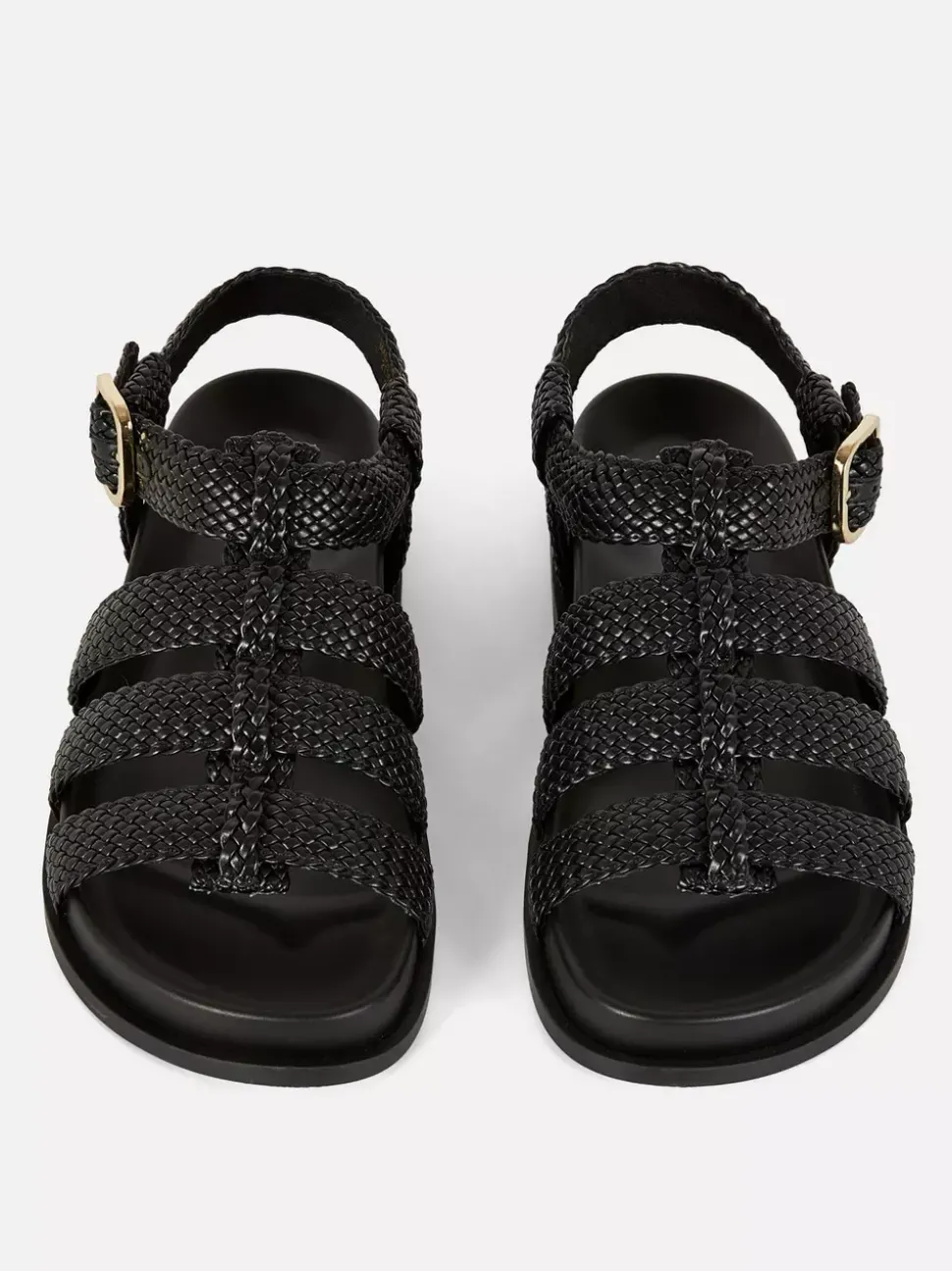 Sandały z ozdobnymi paskami z plecioną fakturą