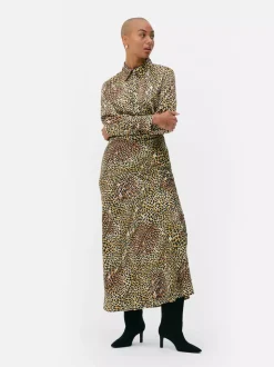 Satynowa koszula z długim rękawem