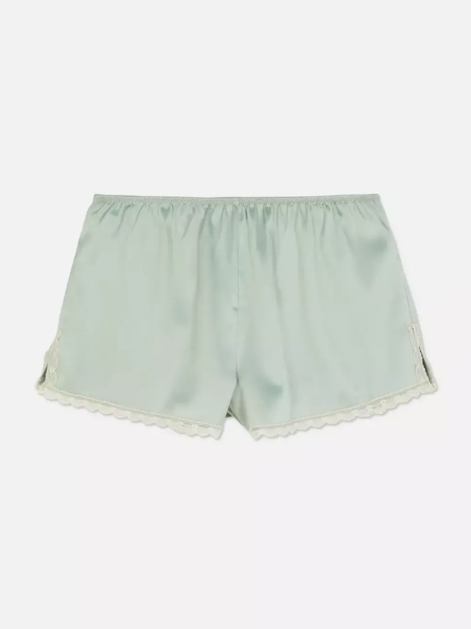 Satynowe szorty piżamowe wykończone koronką