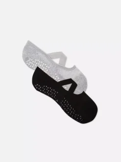 Skarpety w stylu baletek z paskami na krzyż, 2 pary
