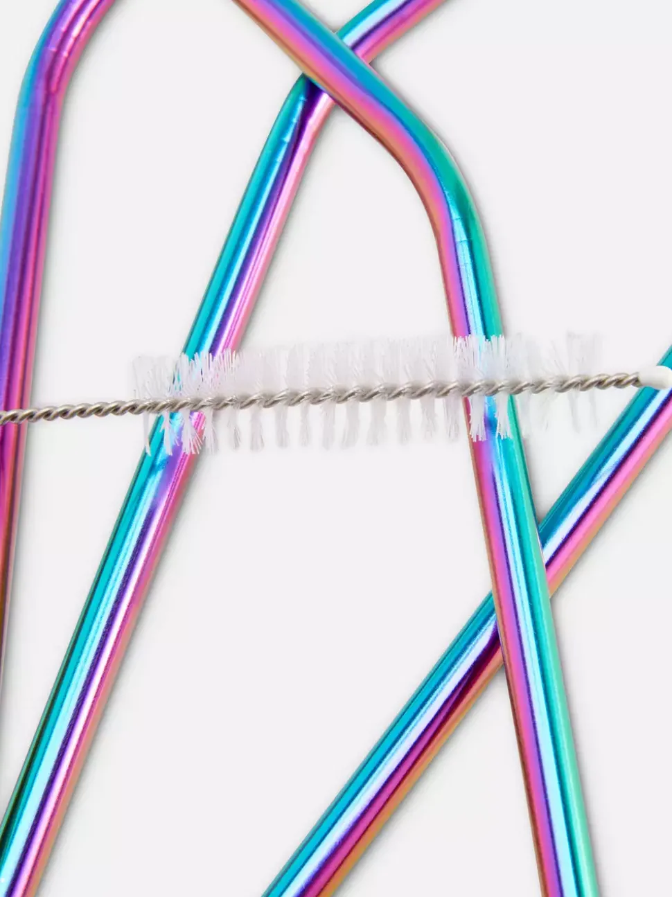 Słomki ze stali nierdzewnej z motywem tęczy, 4 szt.