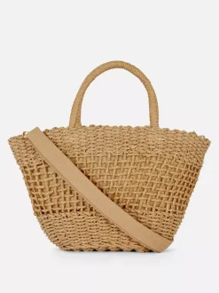 Słomkowa minitorebka typu bucket na długim pasku