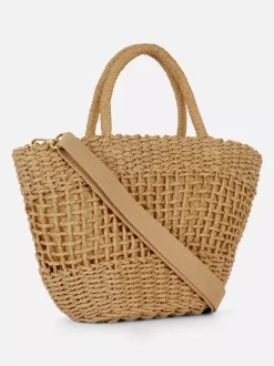 Słomkowa minitorebka typu bucket na długim pasku