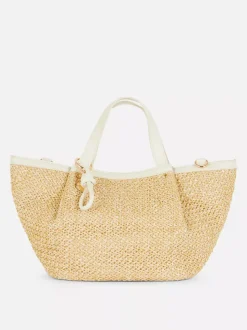 Słomkowa torba tote midi