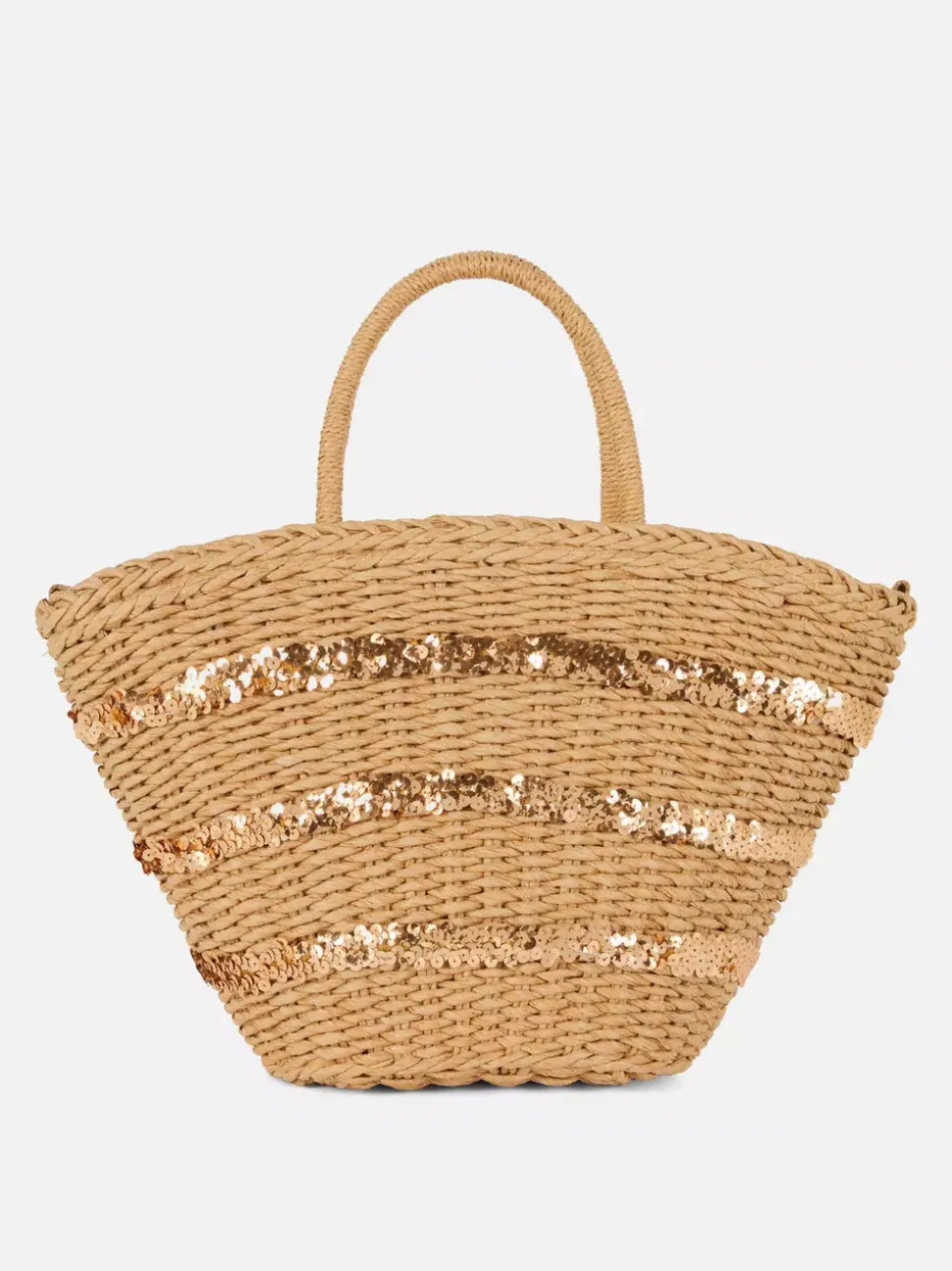 Słomkowa torba typu bucket z cekinami