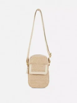 Słomkowy pokrowiec na telefon na długim pasku