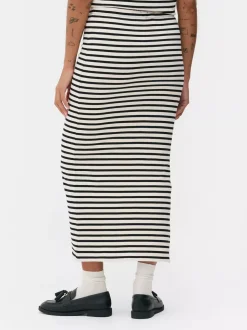 Spódnica midi w paski z rozcięciem, część zestawu