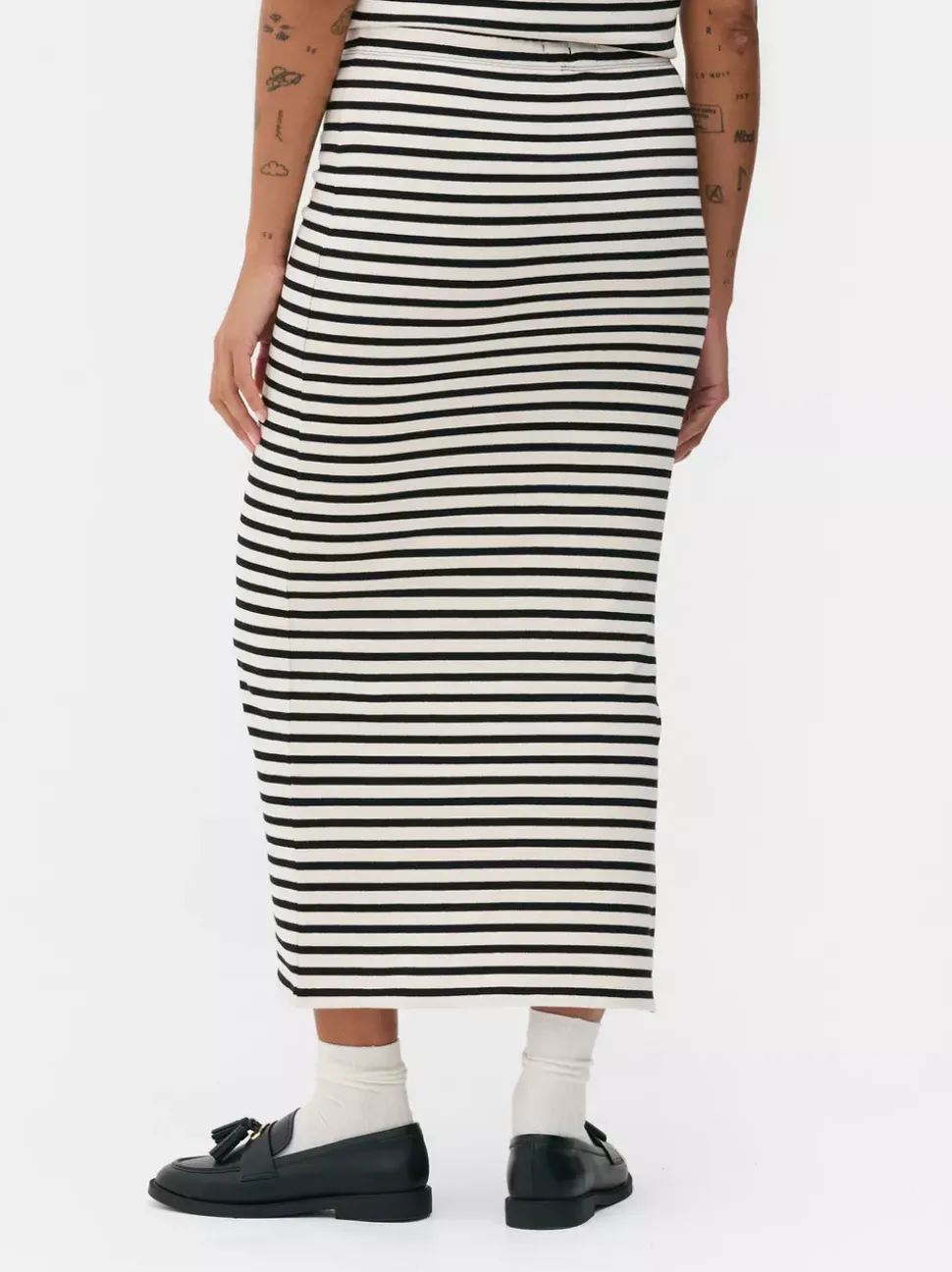 Spódnica midi w paski z rozcięciem, część zestawu