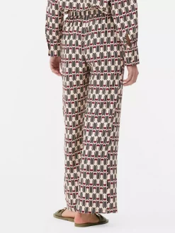 Spodnie palazzo z szerokimi nogawkami i nadrukiem