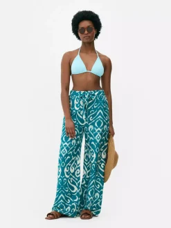 Spodnie palazzo z szerokimi nogawkami i nadrukiem