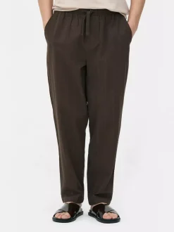 Spodnie w paski z tkaniny seersucker