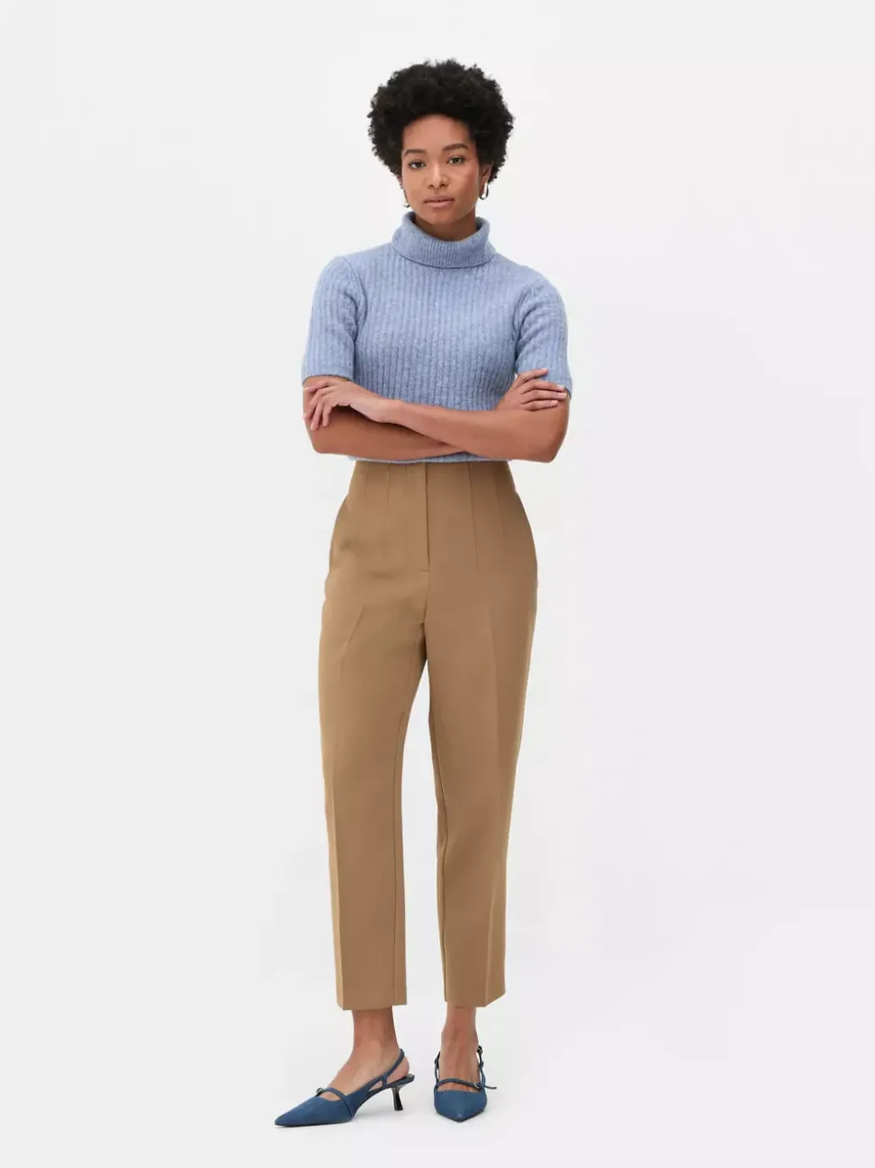 Spodnie w prążki z wysokim stanem i motywem Sticha