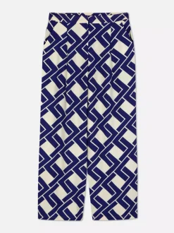 Spodnie z szeroką nogawką i abstrakcyjnym wzorem