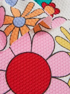 Strój kąpielowy z falbanką i kwiatowym wzorem