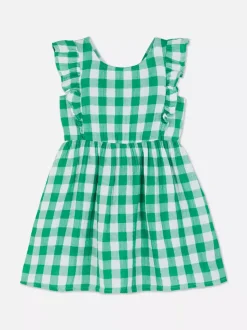 Sukienka z falbanką w kratkę vichy