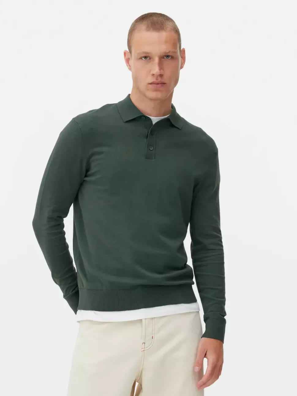 Sweter polo z długim rękawem
