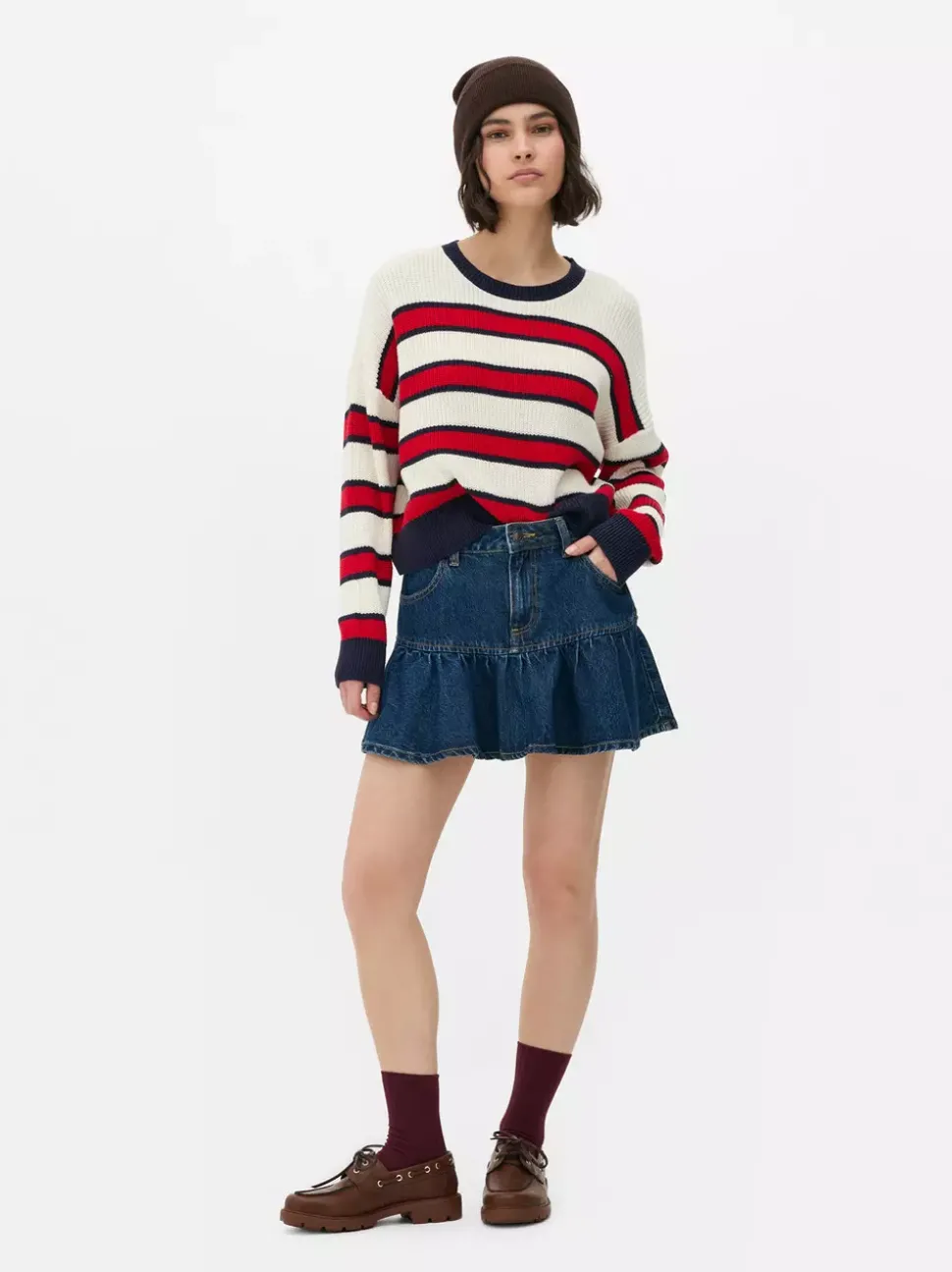 Sweter w paski z okrągłym dekoltem