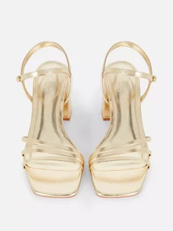 Szerokie sandały z paskami na klockowym obcasie