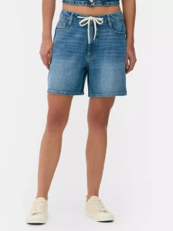 Szorty jeansowe z wiązaniem z przodu