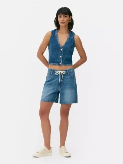 Szorty jeansowe z wiązaniem z przodu