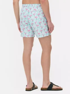 Szorty kąpielowe we flamingi ze sznurkiem w talii