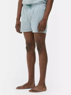 Szorty od piżamy w paski z tkaniny seersucker
