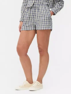 Szorty w kratę vichy ze sznurkiem w pasie