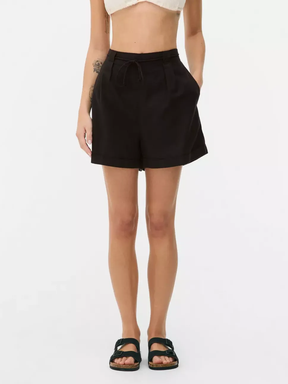 Szorty z mieszanki bawełny z wiązaniem