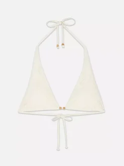 Szydełkowa góra od bikini wiązana przy szyi