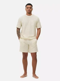 Teksturowana góra od piżamy w paski