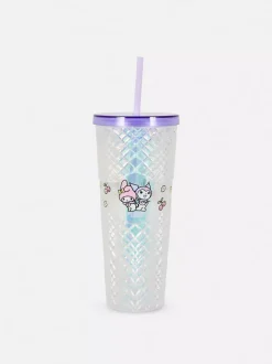 Teksturowany kubek ze słomką i motywem Hello Kitty