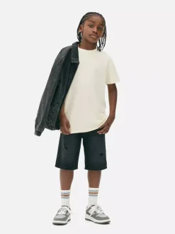 Teksturowany T-shirt z okrągłym dekoltem