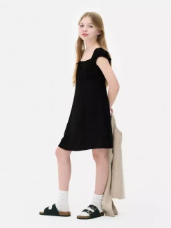 Tkana sukienka z marszczeniami