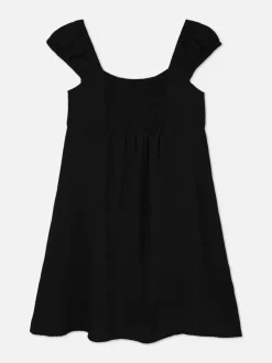 Tkana sukienka z marszczeniami