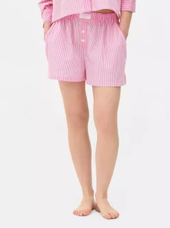 Tkane szorty od piżamy w paski