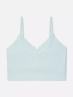 Top na ramiączkach z koronkowym obszyciem